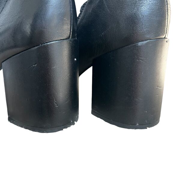 Franco Sarto Black Leather Ankle Boots Size 11 Block Heel Chelsea Boots Slip On - Picture 13 of 14